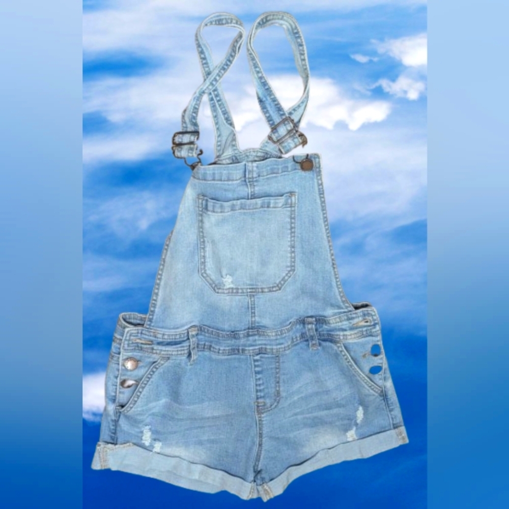 Encore Jeans Classic Blue Denim Shortalls Jr Women's Size 5